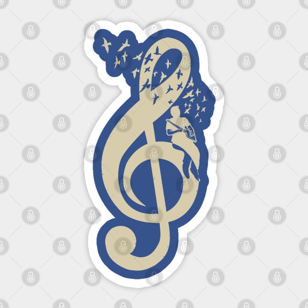 Treble Clef - Music Cigar Box Guitar - Vintage Sticker by barmalisiRTB